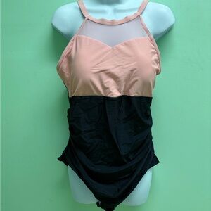 Chic Peach and Black Swimsuit